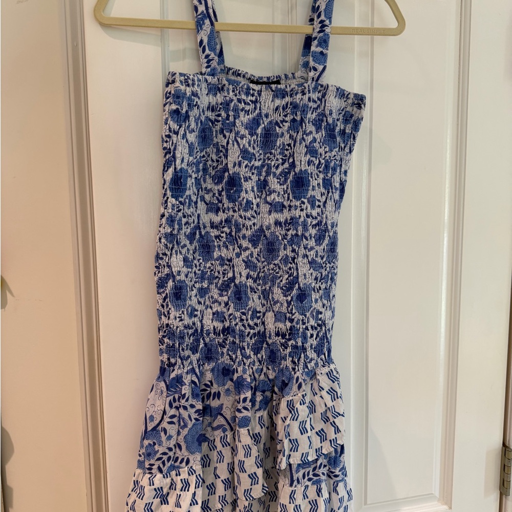 Blue Floral Smocked Sundress - Women